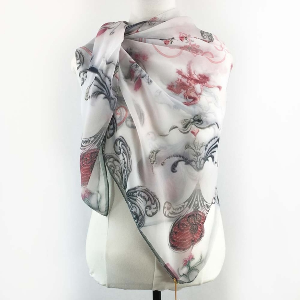 English Garden Sheer Chiffon Oversize Square Fairytale Scarf - Picture 5 of 12
